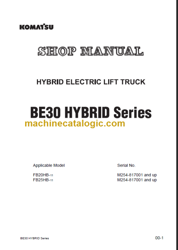 KOMATSU FB20HB-11 FB25HB-11 SHOP MANUAL