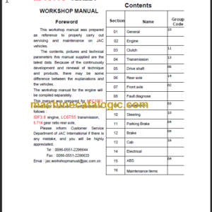 JAC MOTORS CITYSTAR 5 WORKSHOP MANUAL