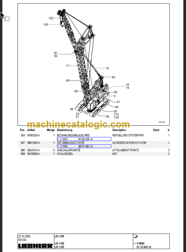 LIEBHERR LR1100 PARTS CATALOGUE