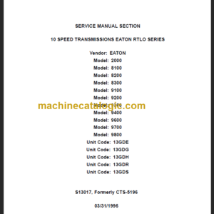 NAVISTAR 10 SPEED TRANSMISSION SERVICE MANUAL