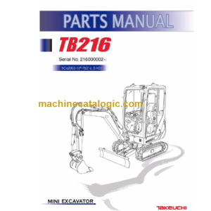 TAKEUCHI TB216 MINI EXCAVATOR PARTS MANUAL