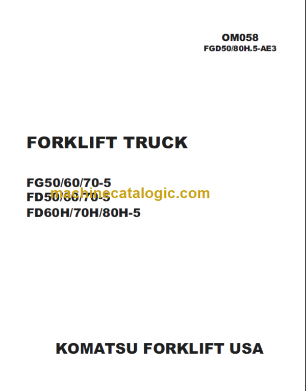 KOMATSU FG50 60 70-5 OPERATION MANUAL