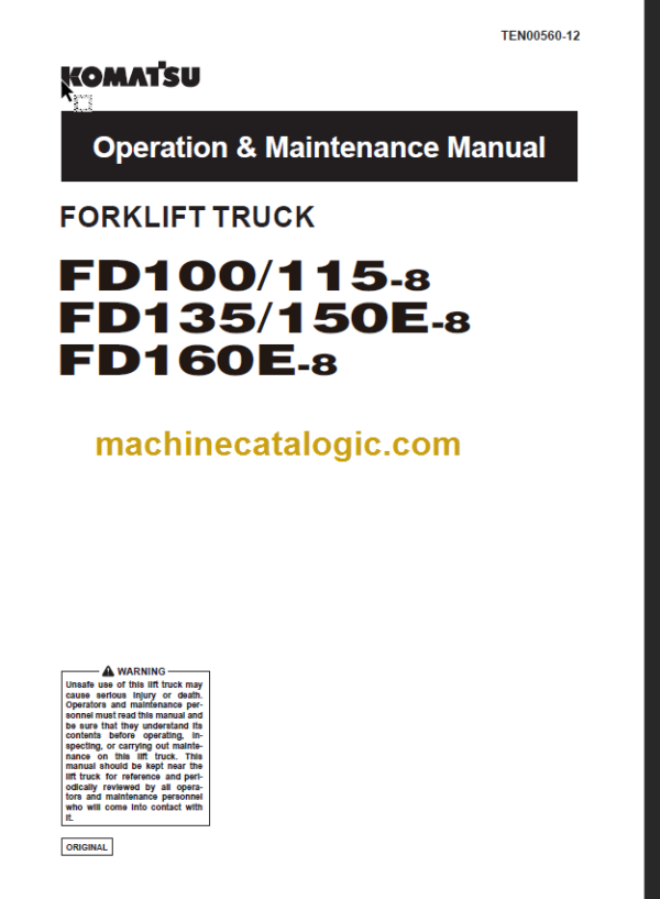 KOMATSU FD50E-8 FD160E-8 OPERATION MANUAL