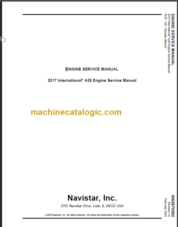 NAVISTAR A26 ENGINE SERVICE MANUAL