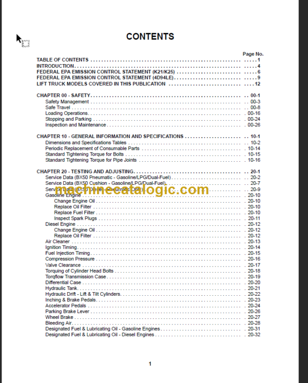 KOMATSU BX50 SERVICE MANUAL