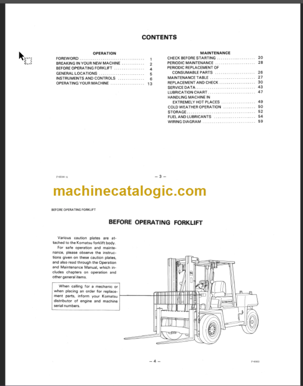 KOMATSU FG50 60 70-5 OPERATION MANUAL