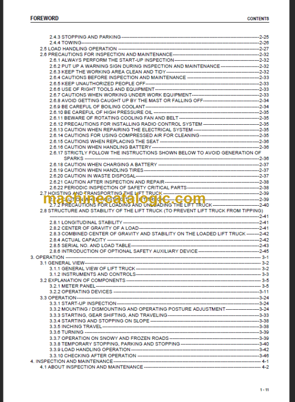 KOMATSU FD50E-8 FD160E-8 OPERATION MANUAL