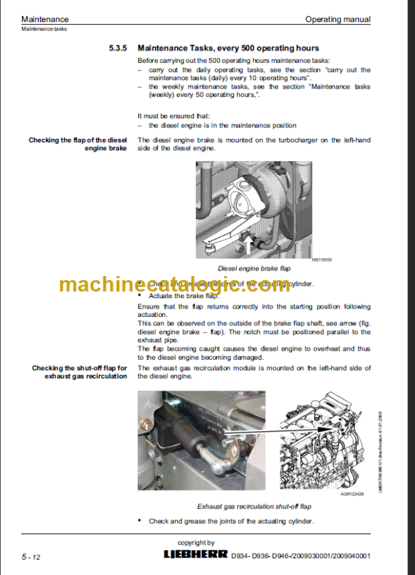 LIEBHERR D934 D936 D946 OPERATING MANUAL