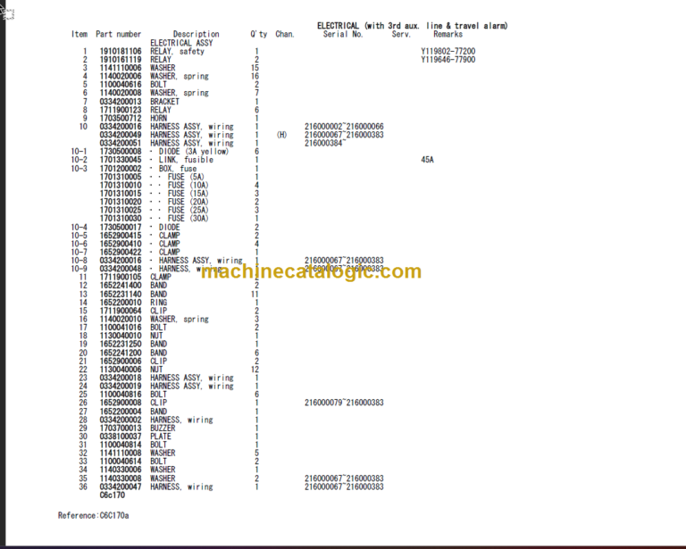 TAKEUCHI TB216 MINI EXCAVATOR PARTS MANUAL