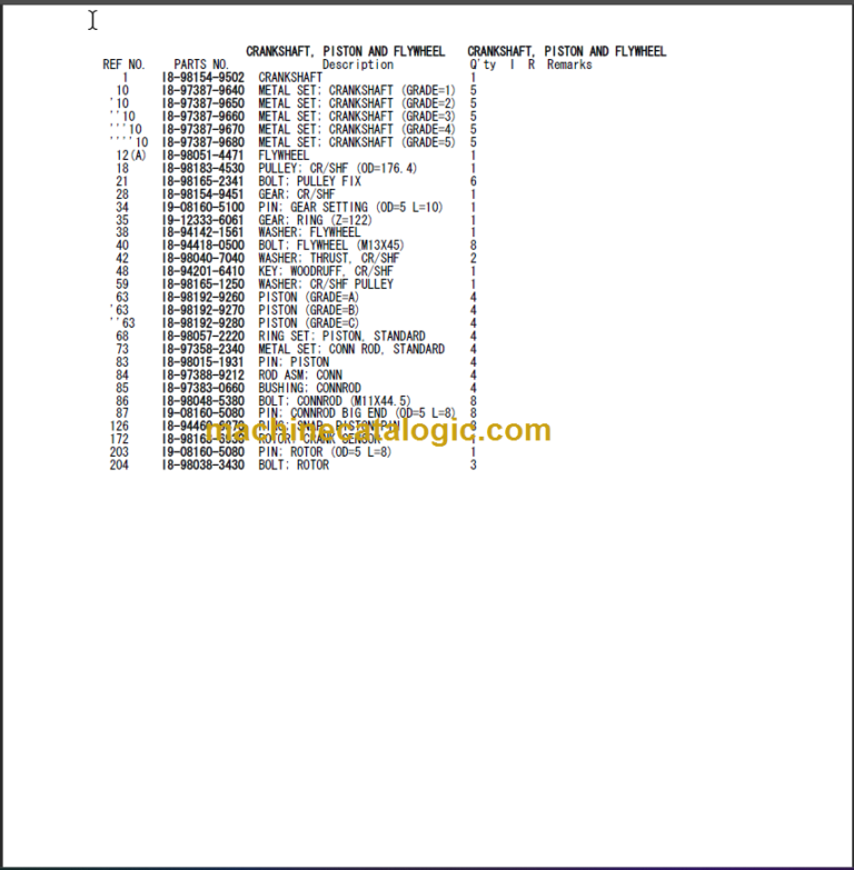 TAKEUCHI TB1160W Hydraulic Excavator Parts Manual