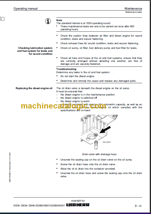 LIEBHERR D934 D936 D946 OPERATING MANUAL