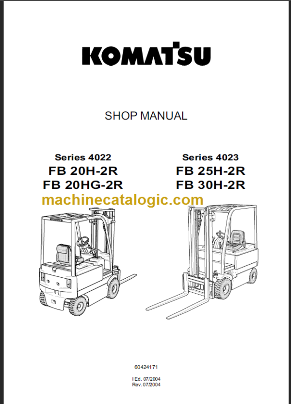 KOMATSU FB20H-2R FB20HG-2R SHOP MANUAL