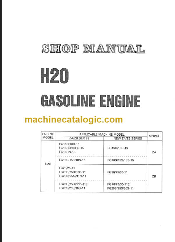 KOMATSU H20 SHOP MANUAL