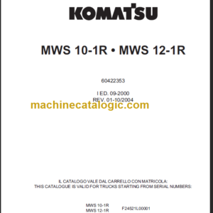 KOMATSU MWS10-1R MWS12-1R PARTS CATALOGUE 2000