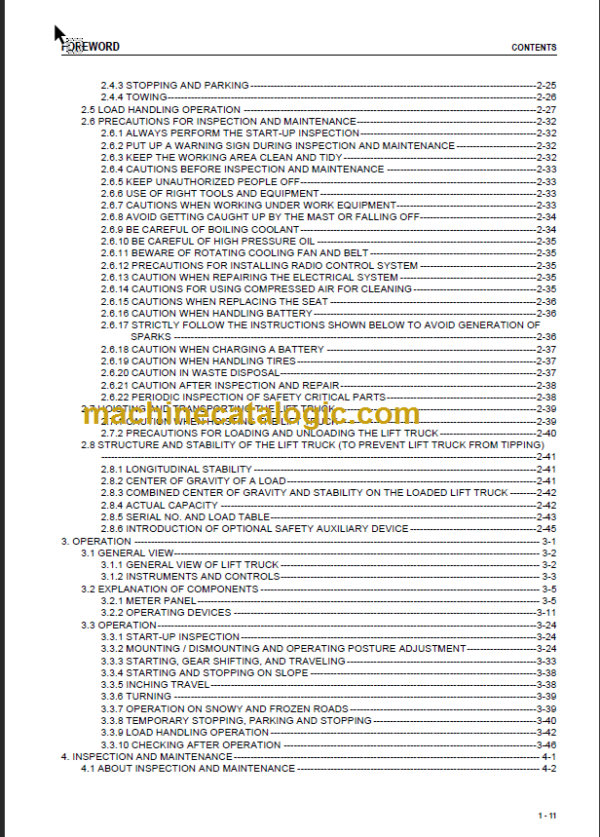 KOMATSU FD100 115-8 135 OPERATION MANUAL