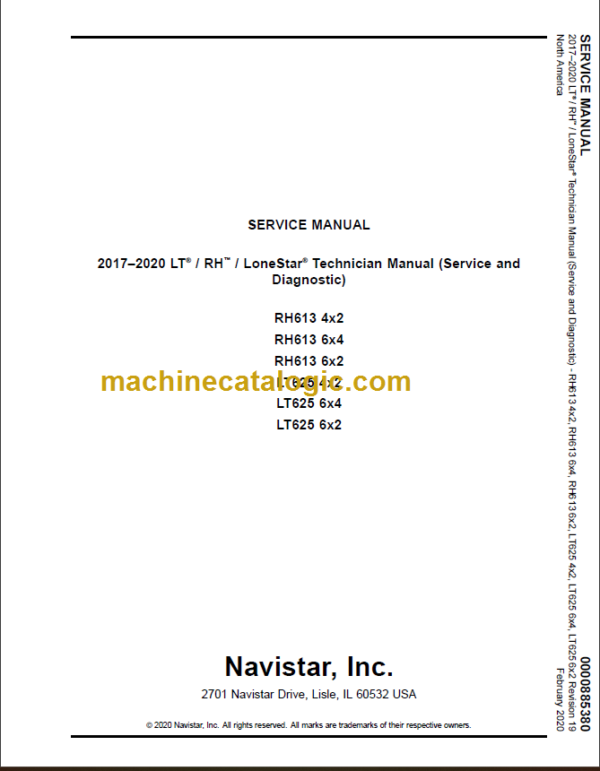 NAVISTAR LT-RH-LoneStar Technician-Service-Diagnostic Manual