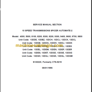 NAVISTAR SPICER AUTOMATE-2 SERVICE MANUAL