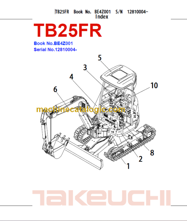 TAKEUCHI TB25FR Mini Excavator Parts Manual