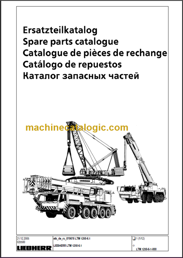 LIEBHERR LTM1250 6.1 PARTS CATALOGUE EN DE FR SP RU