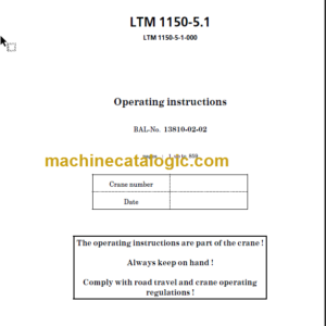LIEBHERR LTM1150 5.1 OPERATING INSTRUCTIONS