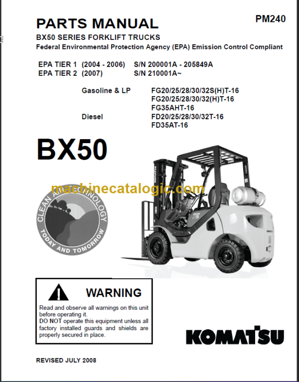 KOMATSU BX50 PARTS MANUAL