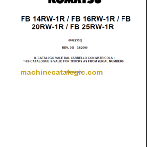 KOMATSU FB14RW-1R FB16RW-1R PARTS CATALOGUE