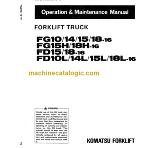 KOMATSU FD10 14L 15L 18L-16 OPERATION MANUAL