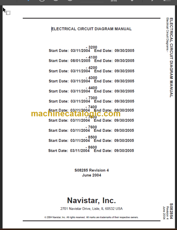 NAVISTAR 3200-4100-4200-4400 CIRCUIT DIAGRAM MANUAL