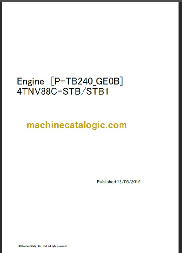 TAKEUCHI TB240 Mini Excavator Parts Manual Engine