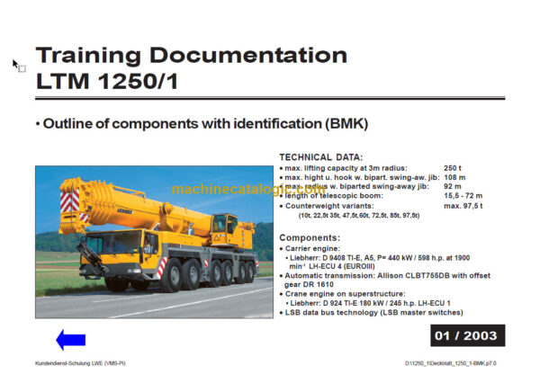 LIEBHERR LTM 1250-1 TRAINING DOCUMENTAITON