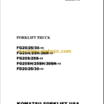 KOMATSU FG20 25 30-12 SHOP MANUAL