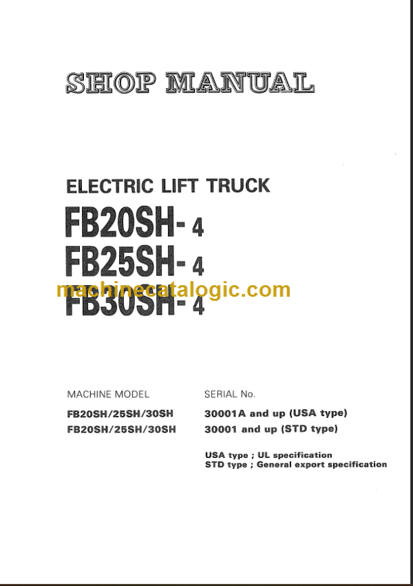 KOMATSU FB20SH-4 FB25SH-4 SHOP MANUAL