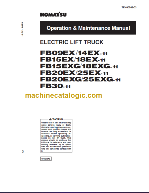 KOMATSU FB09EX 14EX 15EX 18EX-11 OPERATION MANUAL