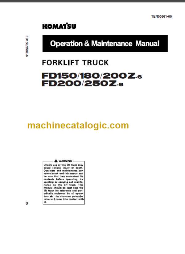 KOMATSU FD150 180 OPERATION MANUAL