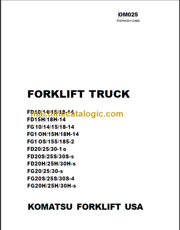 KOMATSU FD10 14 15 18 OPERATION MANUAL