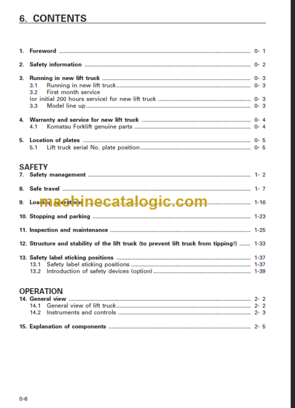 KOMATSU FD150 180 OPERATION MANUAL