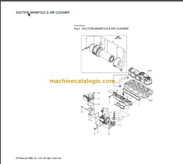 TAKEUCHI TB240 Mini Excavator Parts Manual Engine