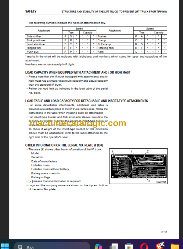 KOMATSU FB09EX 14EX 15EX 18EX-11 OPERATION MANUAL