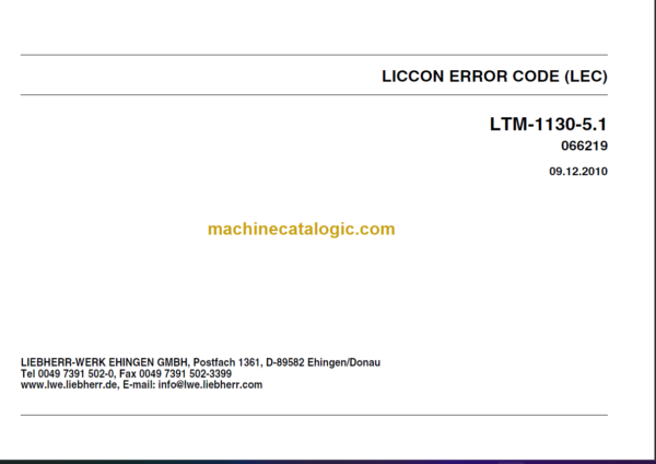 LIEBHERR LTM1130 5.1 LICCON ERROR CODE