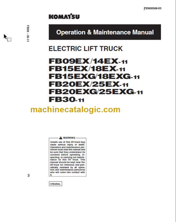 KOMATSU FB20EX(G) 25EX(G) OPERATION MANUAL