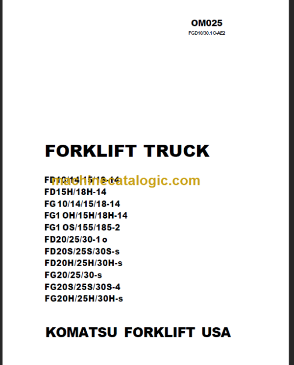 KOMATSU FD15H 18H-14 OPERATION MANUAL