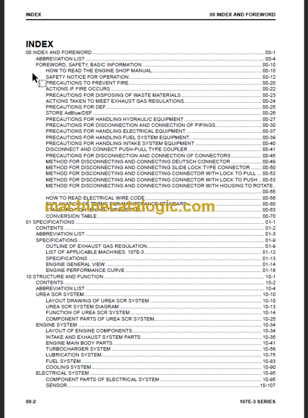 KOMATSU 107E-3 SERIES SHOP MANUAL