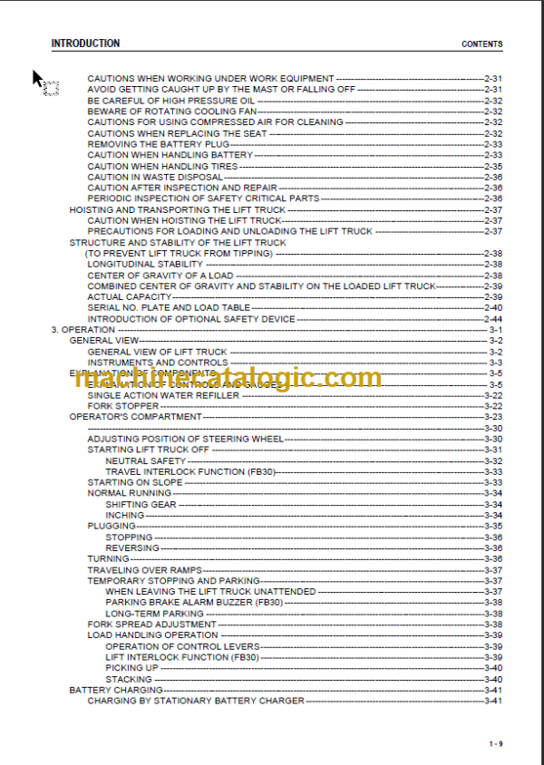 KOMATSU FB20EX(G) 25EX(G) OPERATION MANUAL