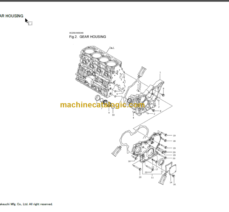 TAKEUCHI TB240 Mini Excavator Parts Manual