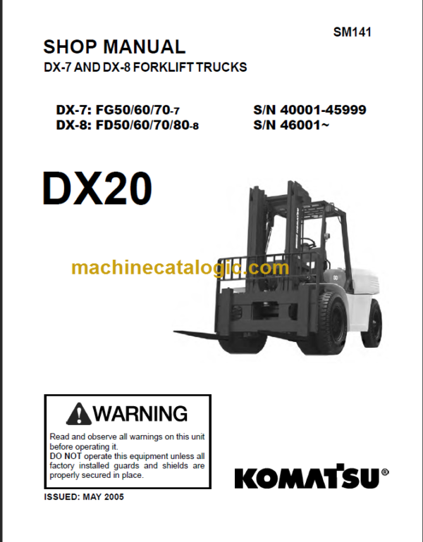 KOMATSU FD50 FD60 FD70 FD80-8 SHOP MANUAL