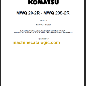 KOMATSU MWQ20-2R MWQ20S-2R PARTS CATALOGUE