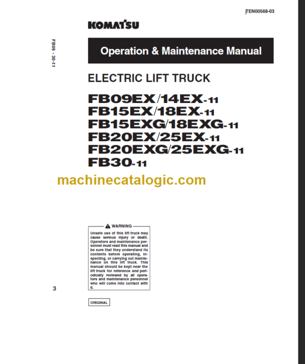 KOMATSU FB30-11 OPERATION MANUAL