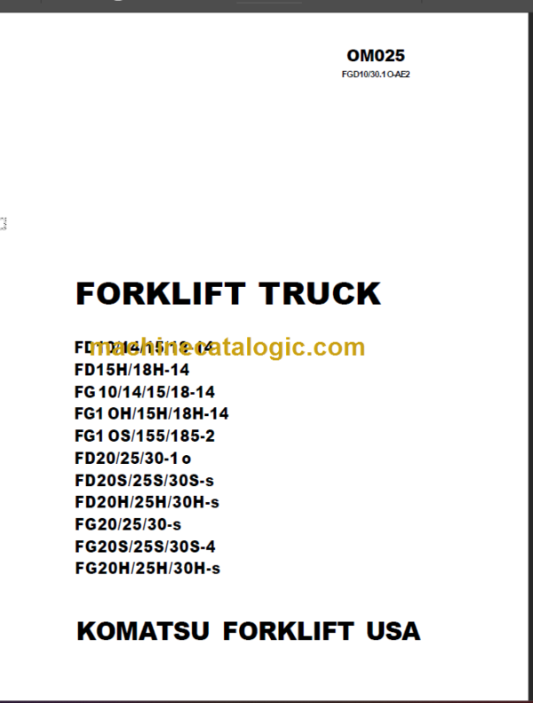 KOMATSU FG1 OH 155 185-2 OPERATION MANUAL