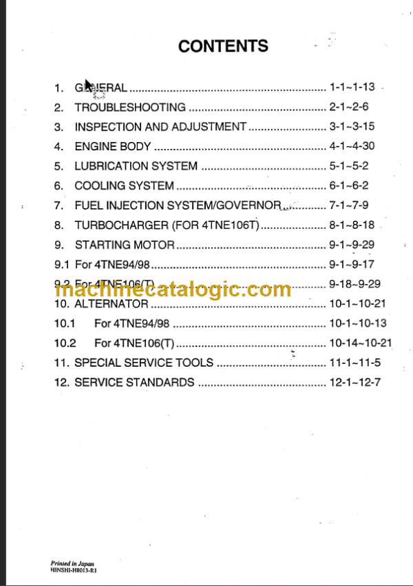 YANMAR 4TNE94-98-106 SERVICE MANUAL