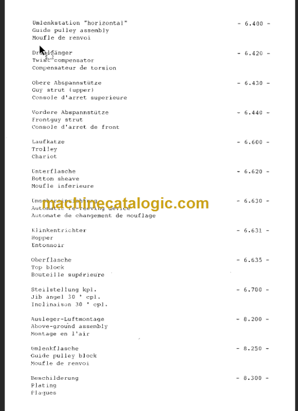 LIEBHERR 35K Tower Crane Spare Part CATALOGUE